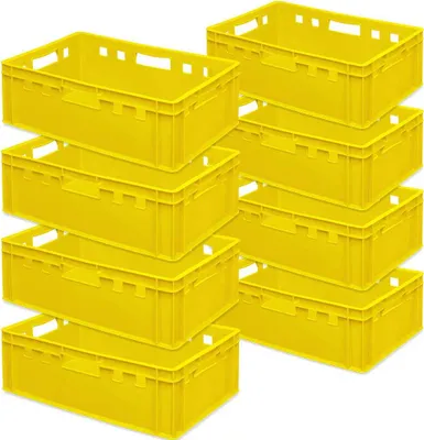 Produktbild von 8x Fleischkasten / Eurobehälter E2, gelb, LxBxH 600x400x200 mm