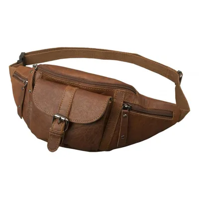 Produktbild von Bauchtasche Büffel Leder Vintage Hüfttasche mit Reißverschlussfächern