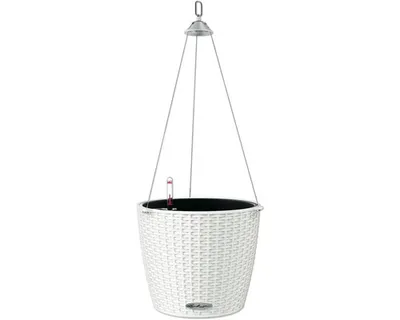 Obrázok produktu pre Závesný kôš Lechuza Nido Cottage plast Ø 35 cm H 23 cm biely vrátane zavlažovacieho systému, vložky na rastliny a ukazovatele stavu vody