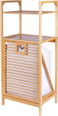 Obrázok produktu pre Kúpeľňová polica s košom na bielizeň 39,5x30x95 cm