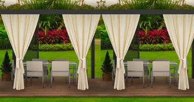 Produktbild von 4 Stück Outdoor Vorhang Beige 155cm breite x240cm Höhe |Ovorhang blickdicht  Outdoor | Vorhang Wetterfest | Outdoor vorhänge für Terrasse, Garten, Veranda, Pergola