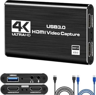 Produktbild von 4K HDMI Video Capture Card,Audio Video Capture Card,USB3.0 1080P 60FPS Video Recorder für Streaming Gaming Broadcasting, funktioniert mit Xbox Series X/S, Xbox One X/S, PS5,Switch/Kamera/PC/OBS