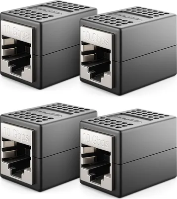 Produktbild von deleyCON LAN Kabel Verlängerung RJ45 Kupplung (10 Gbit/s) Verbinder für Cat8/Cat7/Cat6/Cat5 Ethernet Cable Patchkabel Netzwerkkabel Netzwerk Adapter 10 Gigabit POE - 4 Stück - Schwarz