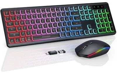 Produktbild von Kabellose Tastatur und Maus Set hintergrundbeleuchtet wiederaufladbar