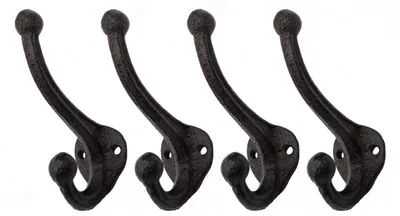 Immagine prodotto di Set di 4 ganci da parete in ghisa - Modello: gancio doppio 11 cm (grande)