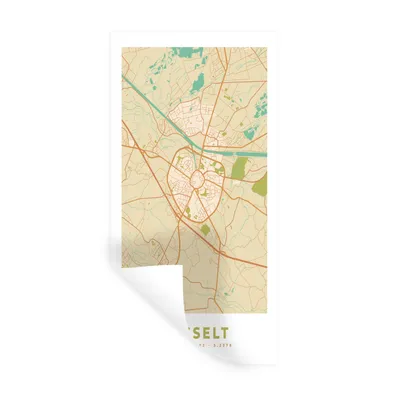 Obrázok produktu pre MuchoWow® Nálepka na stenu - Mapa - Belgicko - Hasselt - Mapa mesta - 60x120cm - Samolepiaca a polohovateľná