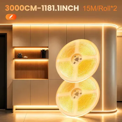Produktbild von COB LED-Lichtband - 30 m - App-Steuerung - Fernbedienung - Dimmbar - Zuschneidbar - Flimmerfrei - Warmweiß