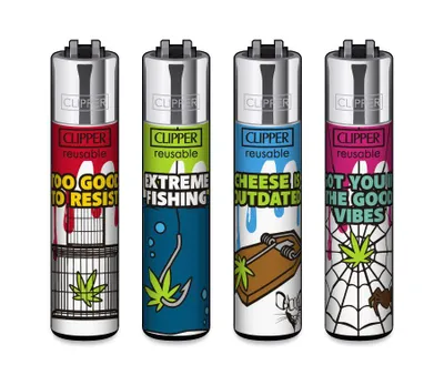 Produktbild von Clipper Feuerzeuge 4er Set Green Bait
