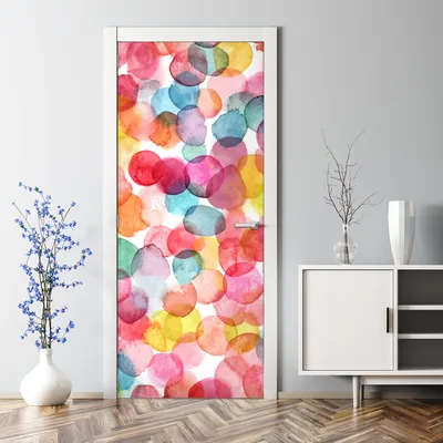 Produktbild von Dekorative Türtapete selbstklebend Aufkleber Klebefolie Bunte Aquarellblasen 77 x 200 cm
