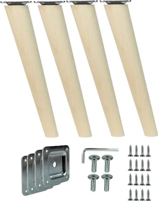 Produktbild von Holzfüße schräg 25cm Holzmöbelfüße Möbelbeine Buche Holz Möbelfüße Schrank Beine Kegel 4 Stück