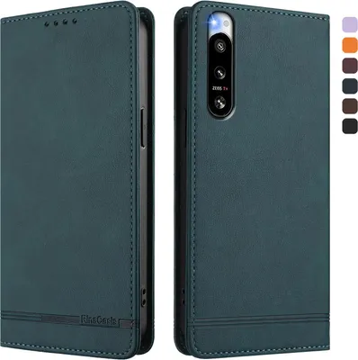 Obrázek produktu pro Pouzdro pro Sony Xperia 5 IV, retroPolyuretankožené flip pouzdro s stojánkem a přihrádkami na karty Zelený