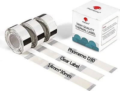 Zdjęcie produktu dla PHOMEMO D30 D30PRO rolka papieru do drukarki termicznej - przezroczysty druk samoprzylepny mini 14 x 30 mm (0,55 1,18 cala) Kompaktowa drukarka mobilna Bluetooth,