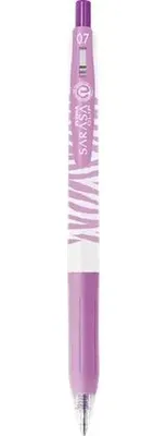 Gélové pero, 0,33 mm, stláčací mechanizmus, pruhované telo, ZEBRA "Sarasa Clip Pastel", pastelovo fialové