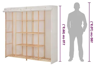 Produktbild von Kleiderschrank aus Stoff, Garderobenschrank in Weiß, 173x40x170 cm