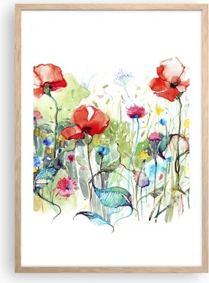 Produktbild von Gerahmtes Poster - Rahmen in heller Eiche - Blumen Wiese Blatt Natur - 50x70 cm - Wand Bild - Wanddeko - Wandbilder - Wandposter - Bilderrahmen - Bilder - Kunstdruck - Wandbild - P2NPA50x70-3076