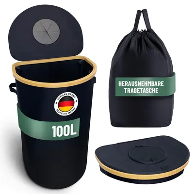 Produktbild von Sammelbehälter mit Deckel und abnehmbaren Tragetaschen, Stauraum für leere Flaschen und Glas, Flaschentasche für die Küche.