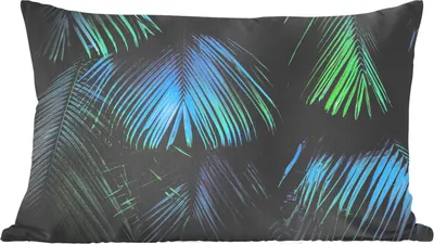 Produktbild von MuchoWow® Zierkissen Sofakissen Wohnzimmer Dekokissen 60x40 cm Dschungel - Blätter - Grün - Blau - Kopfkissen - Polster mit Foto
