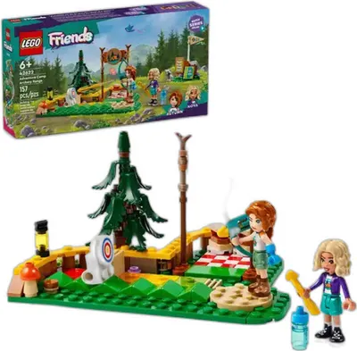 Produktbild von LEGO Friends Bogenschießen im Abenteuercamp, Bauspielzeug für Kinder mit Pfeil und Bogen, 2 Spielfiguren und einem Waschbären, für Mädchen und Jungen ab 6 Jahren 42622