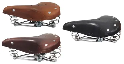 Produktbild von Fahrradsattel BGB-902 Ledersattel Retro Sattel Fahrradsitz Hollandrad gefedert, Farbe:hellbraun