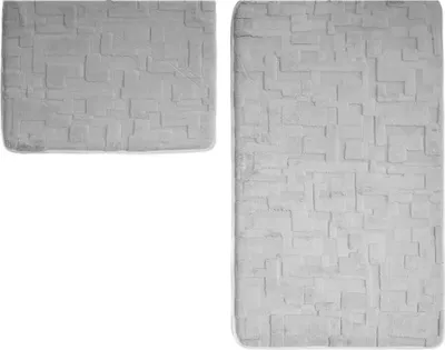 Productafbeelding van Elegant badmatten-set met modern gestructureerd patroon - 2-delige set voor het toilet, grijs
