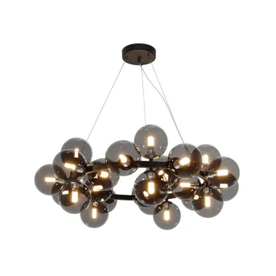 Image de Suspension, métal verre, noir fumé, H 122,5 cm