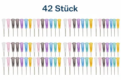 Produktbild von 42 Stück Dosiernadel Set für Dosierspritze Löten Lötpaste Flüssigkeiten 7 Typen
