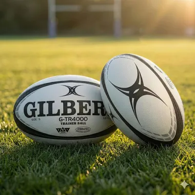 Image de Gilbert G-Tr4000 (Size 5) Ballon De Rugby - Blanc / Noir  | Taille: 5