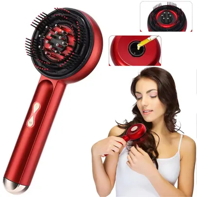 Produktbild von Elektrische Kopfhaut Massagebürste mit Rotlicht, 2-in-1 Kopfmassagegerät, 3-Stufig Einstellbar