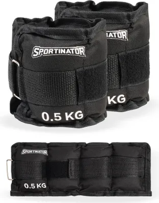 Produktbild von SPORTINATOR Arm- und Bein-Gewichtsmanschetten Set| 2 x 0.5 kg | mit Klettverschluss & Vierkantring | gleichmäßige Gewichtsverteilung | STR-11