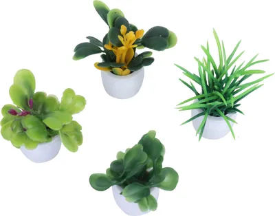 Zdjęcie produktu dla 4 PC mini zestaw sztucznych roślin doniczkowych z ceramicznymi doniczkami do dekoracji stołu w domu i biurze