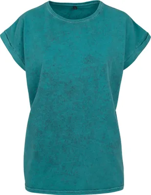 Image de Build Your Brand BY053 | Tee Acid Washed Extended Shoulder pour femme - Couleur : Teal Black - Taille : M