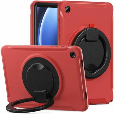 Produktbild von Mobigear RingGuard Tablet-Hülle für Samsung Galaxy Tab A9 Plus (2023), Kunststoff/Silikon, Rückseite mit Standfunktion - Rot