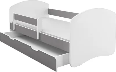 Obrázek produktu pro Dětská postel Postel pro mládež s matrací v bílé / šedé barvě ACMA II 160x80 cm + podstavec pod postel