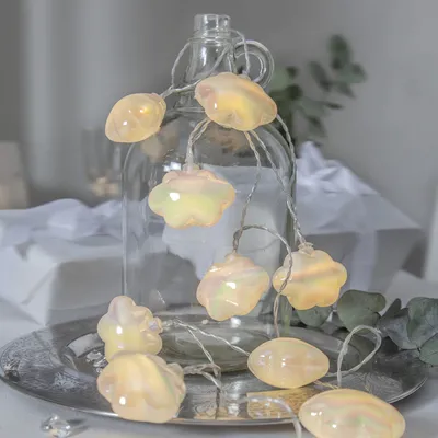 LED Lichterkette Wolken - 10 warmweiße LED - Batteriebetrieb - L: 1,35m - Innen - weiß/transparent