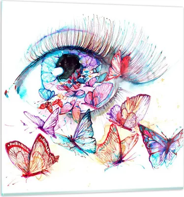 Produktbild von Bilder auf glas - Auge Butterflys Fantasie Fantasie - 60x60cm - Glasbilder - Wandbilder - Kunstdruck - zum Aufhängen bereit - Wanddekoration aus Glas - Glas Bilder - Wandbild auf Glas - GAC60x60-3096