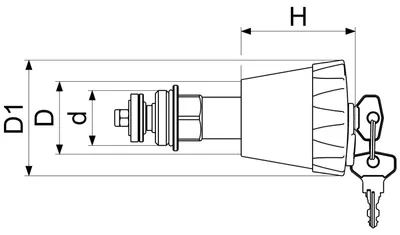 Image de Robinetterie, corps de robinet, avec fermeture par paire de clés, acier inoxydable, DN20, poignée : gris/noir