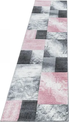 Zdjęcie produktu dla Ayyildiz | Dywan nowoczesny Hawaii 3D - 80 cm x 300 cm - Różowo-szary - Geometryczny wzór, miękkie runo