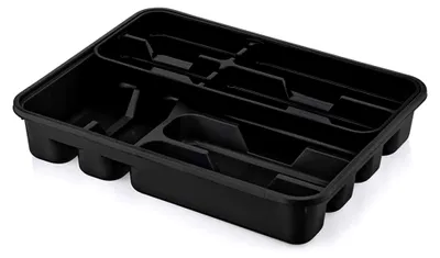 Produktbild von Besteckkasten für Schublade, doppelter Besteckorganizer in Schwarz