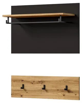 Produktbild von Garderobenpaneel Artisan Eiche Basalt Grau Wandgarderobe Modern Industrial - 80x73x27 cm (BxHxT)