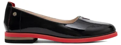 Produktbild von Schwarze glänzende Leder Ballerinas mit mandelförmiger Zehenpartie, Absatzhöhe 2,5 cm