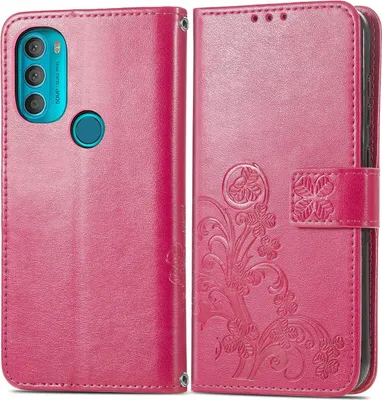 Produktbild von Mobigear Clover  Motorola Moto G71 5G Hülle Klapphülle Geldbörse - Magenta