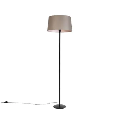 Produktbild von Schwarze Stehlampe mit Leinenschirm Taupe 45 cm Simplo