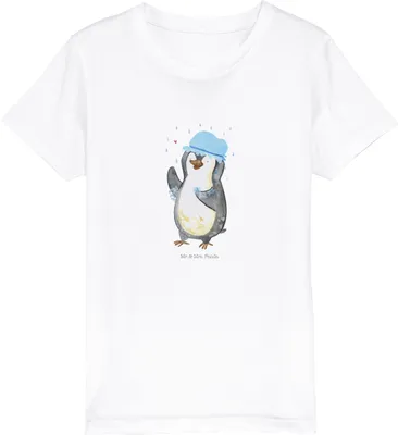 Produktbild von Mr. & Mrs. Panda Kleinkinder T-Shirt Pinguin Duschen 7-8 Jahre (122/128) - Weiß - Geschenk, Jungen, Duschkonzert, Motivation, Dusche, Pinguine, Teenager, Kinder Baumwoll