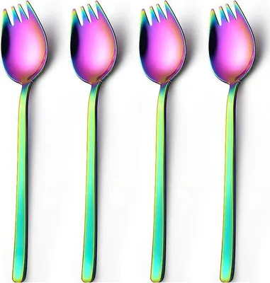 Immagine prodotto di Set di 4 forchette in acciaio - Ideali per il campeggio in famiglia e i picnic - Lunghezza: 19 cm