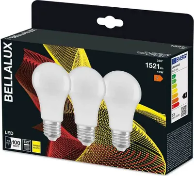 Obrázok produktu pre 3 x Bellalux LED žiarovky A60 13W = 100W E27 matné 1521lm teplá biela 3000K