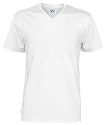 Produktbild von Cottover - T-Shirt für Herren/Damen Uni, V-Ausschnitt, Baumwolle ET549 (S) (Weiß)