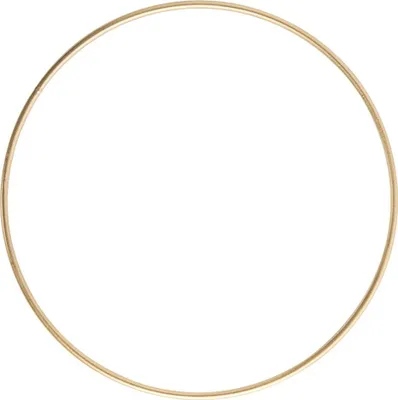 A golden metal ring on a white background.