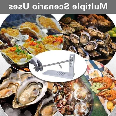 Produktbild von Austernöffner - Austern und andere Meeresfrüchte - Zum Öffnen von Schalen - Verstellbare Position - 1,5 kg - Silber