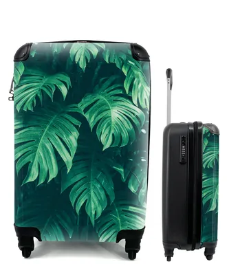 Produktbild von MuchoWow® Koffer Handgepäck Trolley Rollkoffer Kleine Reisekoffer mit 4 Rollen - Monstera - Blätter - Pflanzen - Dschungel - Natur - Cabin Size < 55x40x23 cm & 55x40x20 cm - Fotokoffer - Kabinenkoffer - Boardgepäck - Reise-Box - Reisekoffer - Reisegepäck - Koffer mit Bild - Trolley für Kinder