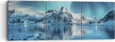 Produktbild von Bild auf Leinwand - Leinwandbild - 3 Teile - Morgendämmerung Polar Berge - 90x30cm - Wand Bild - Wanddeko - Wandbilder - Leinwanddruck - Bilder - Wanddekoration - Leinwand bilder - CA90x30-4196